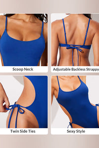 Willluxe® Cutout Side Drawstring High-Cut One-Piece Swimsuit