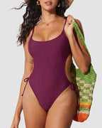 Willluxe® Cutout Side Drawstring High-Cut One-Piece Swimsuit