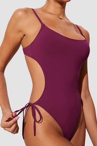 Willluxe® Cutout Side Drawstring High-Cut One-Piece Swimsuit