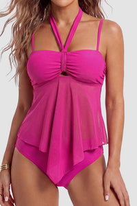 Willluxe® Mesh Tie-Front High-Waisted Bikini Set