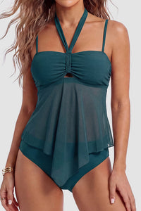 Willluxe® Mesh Tie-Front High-Waisted Bikini Set