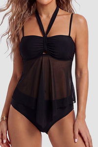 Willluxe® Mesh Tie-Front High-Waisted Bikini Set