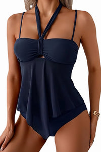 Willluxe® Mesh Tie-Front High-Waisted Bikini Set