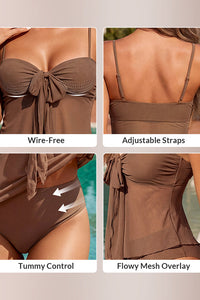 Willluxe® Mesh Tie-Front High-Waisted Bikini Set