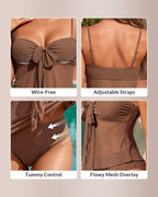 Willluxe® Mesh Tie-Front High-Waisted Bikini Set