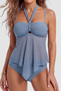 Willluxe® Mesh Tie-Front High-Waisted Bikini Set