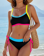 Willluxe® Neon Color Block Tie-Side Bikini Set