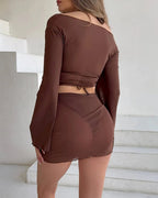 Willluxe® 4-Piece Mesh Cover-Up Bikini Set With Ruched Skirt