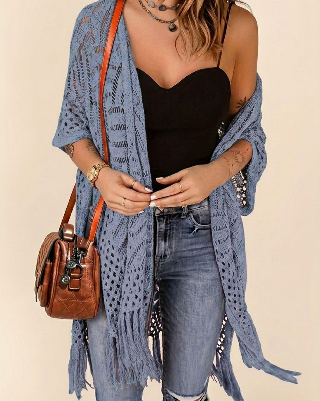 Willluxe® Fringe Knit Bikini Cover-Up