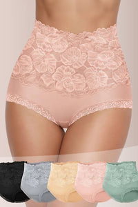 Willluxe® High-Waisted Tummy-Control Pure Cotton Lace Panties