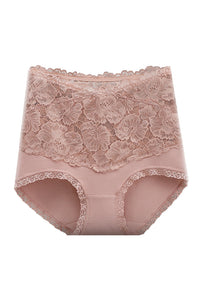 Willluxe® High-Waisted Tummy-Control Pure Cotton Lace Panties