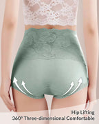 Willluxe® High-Waisted Tummy-Control Pure Cotton Lace Panties