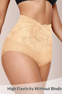 Willluxe® High-Waisted Tummy-Control Pure Cotton Lace Panties