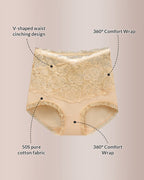 Willluxe® High-Waisted Tummy-Control Pure Cotton Lace Panties