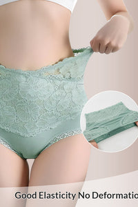 Willluxe® High-Waisted Tummy-Control Pure Cotton Lace Panties