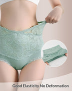 Willluxe® High-Waisted Tummy-Control Pure Cotton Lace Panties