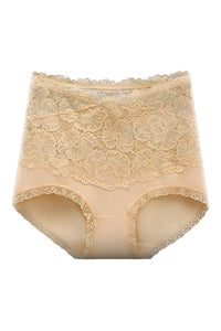 Willluxe® High-Waisted Tummy-Control Pure Cotton Lace Panties