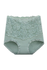 Willluxe® High-Waisted Tummy-Control Pure Cotton Lace Panties