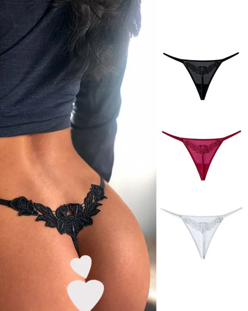 Willluxe® Butterfly Lace V-Cut Thong