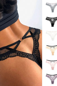 Willluxe® Sheer Heart Mesh Lace Thong