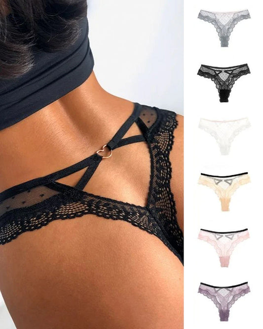 WILLLUXE® Sheer Heart Mesh Lace Thong