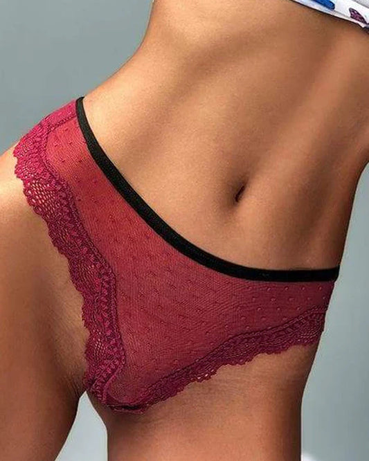 WILLLUXE® Sheer Heart Mesh Lace Thong