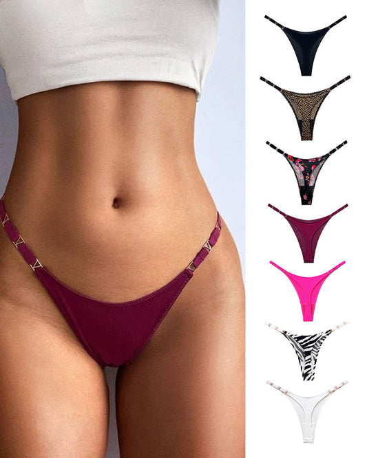 WILLLUXE® Metal V-Cut Low-Rise Ice Silk Thong
