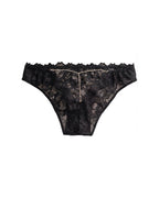 Willluxe® Low-Rise Rhinestone Chain Sheer Floral Lace Thong Panties