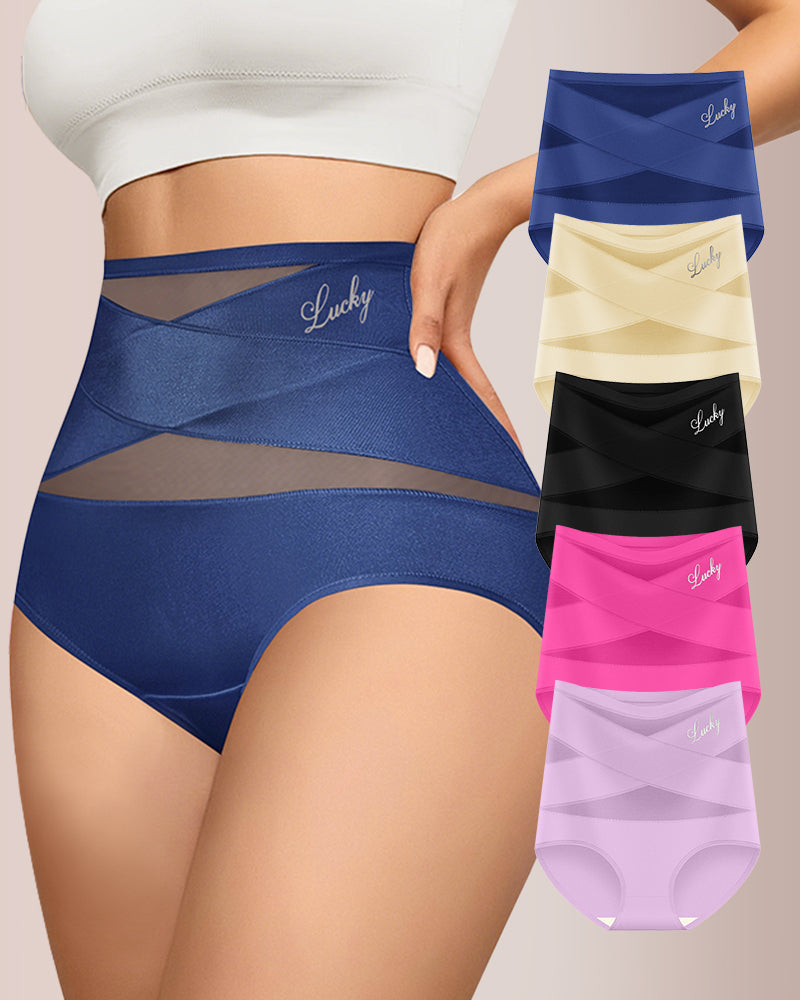 Willluxe® Crossover High-Waist Tummy Control Panties (5 Pack)