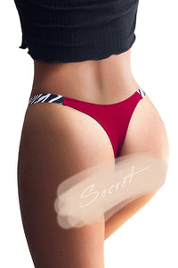 Willluxe® High-Cut Cotton Thong with Animal Print Straps