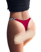 Willluxe® High-Cut Cotton Thong with Animal Print Straps