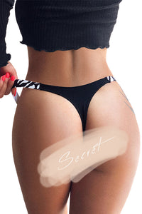 Willluxe® High-Cut Cotton Thong with Animal Print Straps