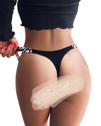 Willluxe® High-Cut Cotton Thong with Animal Print Straps
