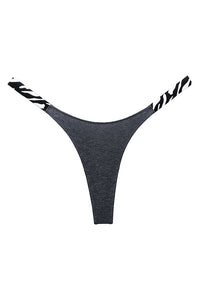 Willluxe® High-Cut Cotton Thong with Animal Print Straps