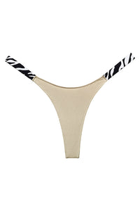 Willluxe® High-Cut Cotton Thong with Animal Print Straps