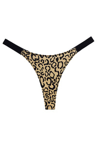 Willluxe® High-Cut Cotton Thong with Animal Print Straps