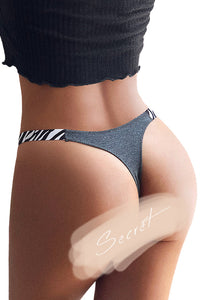 Willluxe® High-Cut Cotton Thong with Animal Print Straps