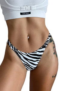 Willluxe® High-Cut Cotton Thong with Animal Print Straps