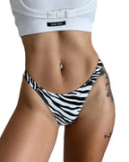 Willluxe® High-Cut Cotton Thong with Animal Print Straps
