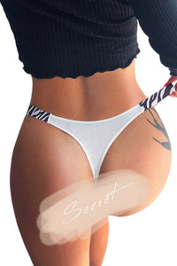 Willluxe® High-Cut Cotton Thong with Animal Print Straps