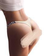 Willluxe® High-Cut Cotton Thong with Animal Print Straps