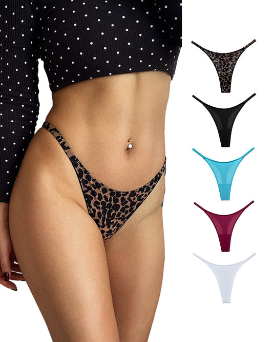 WILLLUXE® Plus-Size Ice Silk Thong – Ruched, Single-Strap, High-Cut