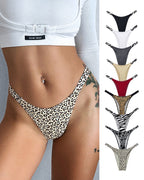 Willluxe® Pure Cotton V-Cut High Leg Thong with Zebra Print Straps