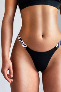 Willluxe® Pure Cotton V-Cut High Leg Thong with Zebra Print Straps