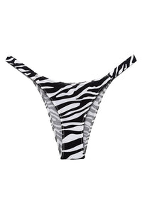 Willluxe® Pure Cotton V-Cut High Leg Thong with Zebra Print Straps