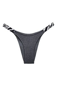 Willluxe® Pure Cotton V-Cut High Leg Thong with Zebra Print Straps