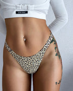 Willluxe® Pure Cotton V-Cut High Leg Thong with Zebra Print Straps