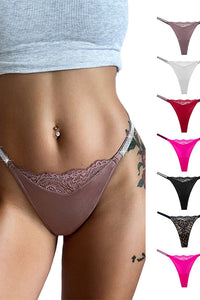 Willluxe® Plus-size crystal lace thong – high-cut ice silk T-back