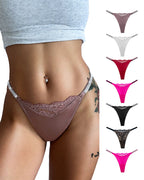 Willluxe® Plus-size crystal lace thong – high-cut ice silk T-back