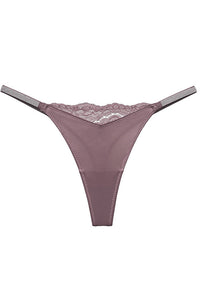 Willluxe® Plus-size crystal lace thong – high-cut ice silk T-back